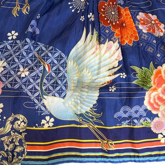 JOHNNY WAS Blue Pajaro Coddi 100% Silk Blue Floral Tunic Boho Top Women's LARGE - Picture 8 of 14